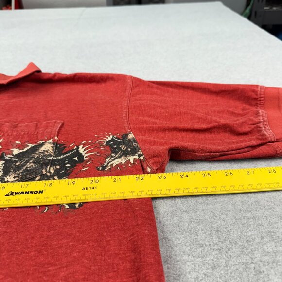 Vintage 90s Roper Bull Graphic Polo Shirt Mens L Rust Red Western Cowboy Rodeo - Picture 9 of 12